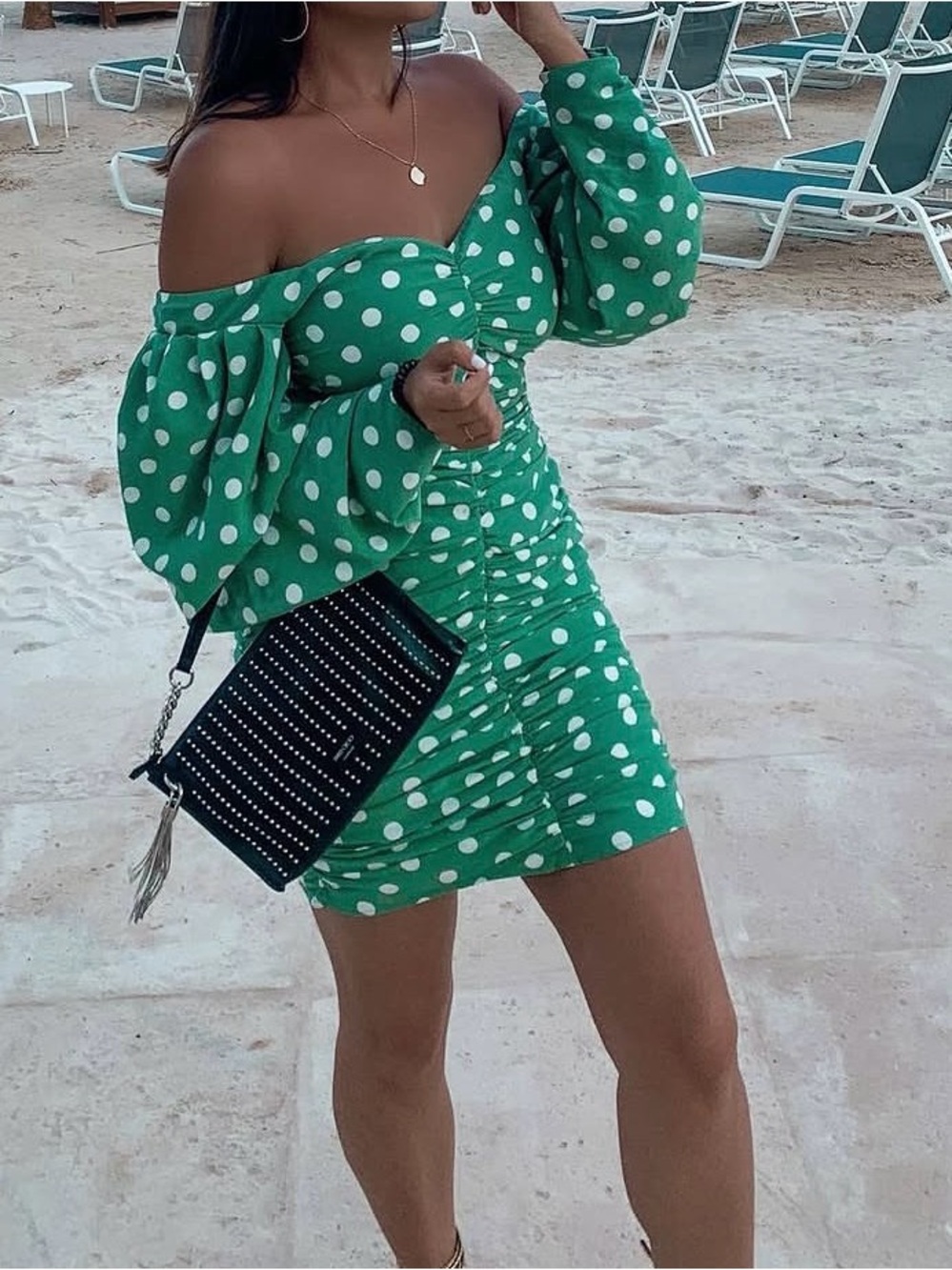 Lovers + Friends Green Polka Dot DRESS- new with tag